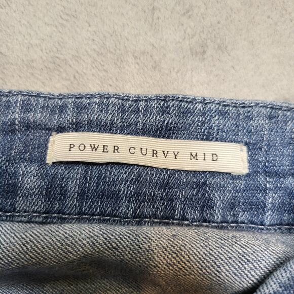 Guess Jeans Womens 31 Light Wash Power Curvy Mid Distressed Ripped Skinny Denim - Picture 4 of 11